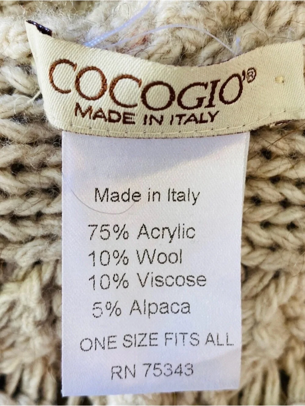 Cocogio Italy Alpaca Wool Blend Cable Knit Poncho Sweater Cozy Neutral OS